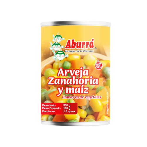 Arverja, zanahoria y maíz
